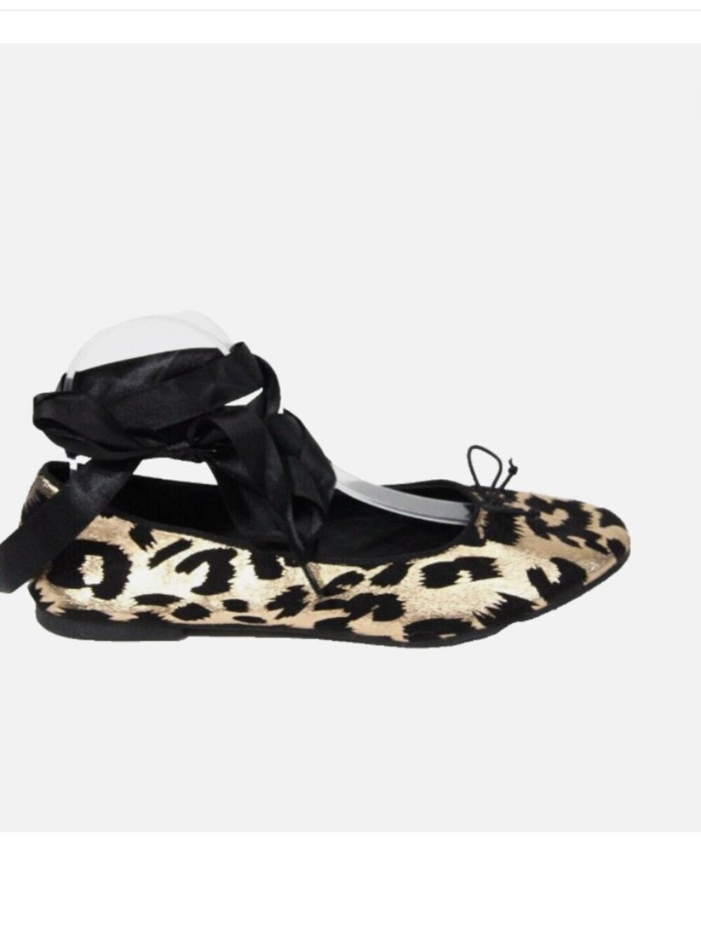 Women Animal Print Ballet Flat NEW sz 8 Shoe Dazzle Shoes Ankle Wrap